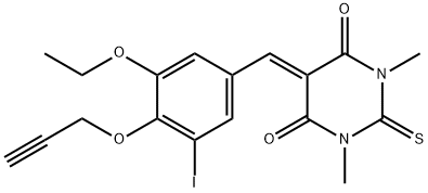 5-[3-ethoxy-5-iodo-4-(2-propynyloxy)benzylidene]-1,3-dimethyl-2-thioxodihydro-4,6(1H,5H)-pyrimidinedione 结构式