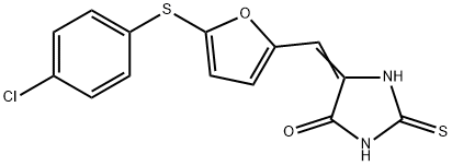 5-({5-[(4-chlorophenyl)sulfanyl]-2-furyl}methylene)-2-thioxo-4-imidazolidinone 结构式