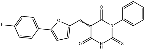 5-{[5-(4-fluorophenyl)-2-furyl]methylene}-1-phenyl-2-thioxodihydro-4,6(1H,5H)-pyrimidinedione 结构式