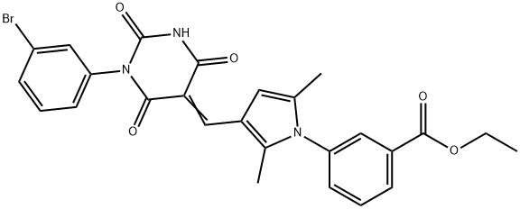 ethyl 3-{3-[(1-(3-bromophenyl)-2,4,6-trioxotetrahydro-5(2H)-pyrimidinylidene)methyl]-2,5-dimethyl-1H-pyrrol-1-yl}benzoate 结构式