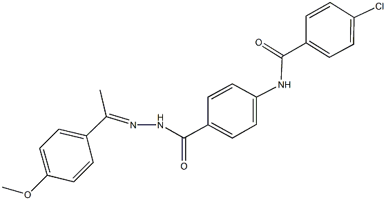 4-chloro-N-[4-({2-[1-(4-methoxyphenyl)ethylidene]hydrazino}carbonyl)phenyl]benzamide 结构式