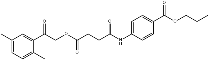 propyl 4-({4-[2-(2,5-dimethylphenyl)-2-oxoethoxy]-4-oxobutanoyl}amino)benzoate 结构式