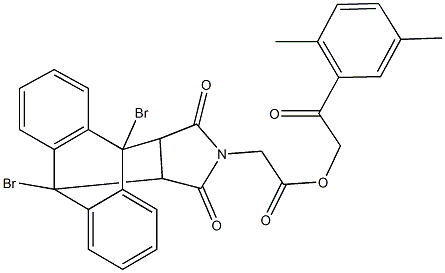 2-(2,5-dimethylphenyl)-2-oxoethyl (1,8-dibromo-16,18-dioxo-17-azapentacyclo[6.6.5.0~2,7~.0~9,14~.0~15,19~]nonadeca-2,4,6,9,11,13-hexaen-17-yl)acetate 结构式