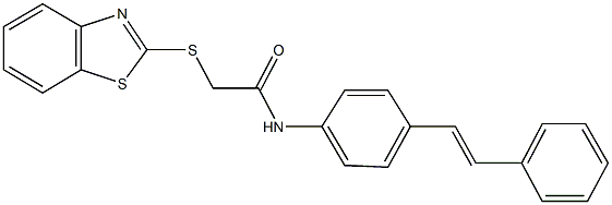 2-(1,3-benzothiazol-2-ylsulfanyl)-N-[4-(2-phenylvinyl)phenyl]acetamide 结构式