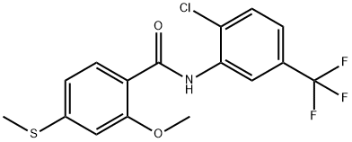 N-[2-chloro-5-(trifluoromethyl)phenyl]-2-methoxy-4-(methylsulfanyl)benzamide 结构式