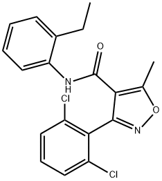 3-(2,6-dichlorophenyl)-N-(2-ethylphenyl)-5-methyl-4-isoxazolecarboxamide 结构式