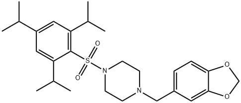 1-(1,3-benzodioxol-5-ylmethyl)-4-[(2,4,6-triisopropylphenyl)sulfonyl]piperazine 结构式