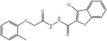 3-chloro-N'-[(2-methylphenoxy)acetyl]-1-benzothiophene-2-carbohydrazide 结构式