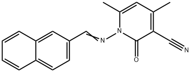 4,6-dimethyl-1-[(2-naphthylmethylene)amino]-2-oxo-1,2-dihydro-3-pyridinecarbonitrile 结构式