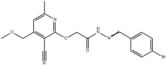 N'-(4-bromobenzylidene)-2-{[3-cyano-4-(methoxymethyl)-6-methyl-2-pyridinyl]oxy}acetohydrazide 结构式