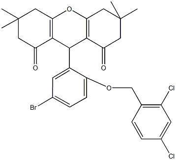 9-{5-bromo-2-[(2,4-dichlorobenzyl)oxy]phenyl}-3,3,6,6-tetramethyl-3,4,5,6,7,9-hexahydro-1H-xanthene-1,8(2H)-dione 结构式