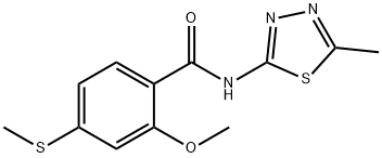 2-methoxy-4-(methylsulfanyl)-N-(5-methyl-1,3,4-thiadiazol-2-yl)benzamide 结构式