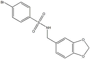 N-(1,3-benzodioxol-5-ylmethyl)-4-bromobenzenesulfonamide 结构式