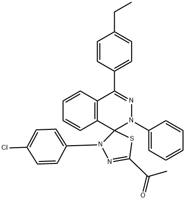 1-[4'-(4-chlorophenyl)-4-(4-ethylphenyl)-2-phenyl-1,2,4',5'-tetrahydrospiro(phthalazine-1,5'-[1,3,4]-thiadiazole)-2'-yl]ethanone 结构式