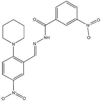3-nitro-N'-[5-nitro-2-(1-piperidinyl)benzylidene]benzohydrazide 结构式