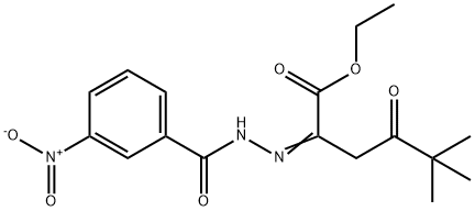 ethyl 2-({3-nitrobenzoyl}hydrazono)-5,5-dimethyl-4-oxohexanoate 结构式