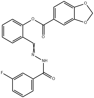 2-[2-(3-fluorobenzoyl)carbohydrazonoyl]phenyl 1,3-benzodioxole-5-carboxylate 结构式