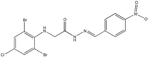 2-(2,6-dibromo-4-chloroanilino)-N'-{4-nitrobenzylidene}acetohydrazide 结构式