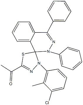 1-[4'-(3-chloro-2-methylphenyl)-2,4-diphenyl-1,2,4',5'-tetrahydrospiro(phthalazine-1,5'-[1,3,4]-thiadiazole)-2'-yl]ethanone 结构式