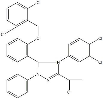 1-[5-{2-[(2,6-dichlorobenzyl)oxy]phenyl}-4-(3,4-dichlorophenyl)-1-phenyl-4,5-dihydro-1H-1,2,4-triazol-3-yl]ethanone 结构式