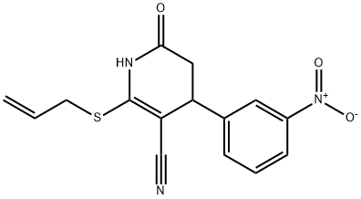 2-(allylsulfanyl)-4-(3-nitrophenyl)-6-oxo-1,4,5,6-tetrahydro-3-pyridinecarbonitrile 结构式