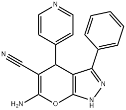 6-amino-3-phenyl-4-(4-pyridinyl)-1,4-dihydropyrano[2,3-c]pyrazole-5-carbonitrile 结构式