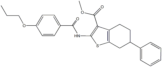 methyl 6-phenyl-2-[(4-propoxybenzoyl)amino]-4,5,6,7-tetrahydro-1-benzothiophene-3-carboxylate 结构式