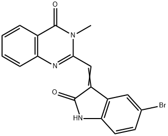 2-[(5-bromo-2-oxo-1,2-dihydro-3H-indol-3-ylidene)methyl]-3-methyl-4(3H)-quinazolinone 结构式