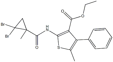 ethyl 2-{[(2,2-dibromo-1-methylcyclopropyl)carbonyl]amino}-5-methyl-4-phenyl-3-thiophenecarboxylate 结构式