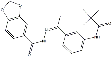 N-{3-[N-(1,3-benzodioxol-5-ylcarbonyl)ethanehydrazonoyl]phenyl}-2,2-dimethylpropanamide 结构式