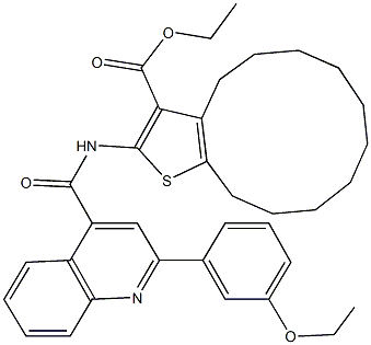 ethyl 2-({[2-(3-ethoxyphenyl)-4-quinolinyl]carbonyl}amino)-4,5,6,7,8,9,10,11,12,13-decahydrocyclododeca[b]thiophene-3-carboxylate 结构式