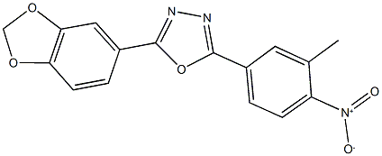 2-(1,3-benzodioxol-5-yl)-5-{4-nitro-3-methylphenyl}-1,3,4-oxadiazole 结构式