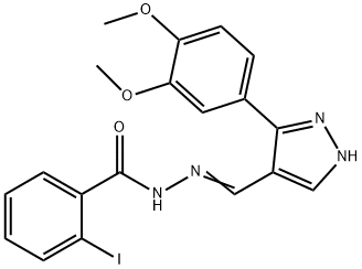 N'-{[3-(3,4-dimethoxyphenyl)-1H-pyrazol-4-yl]methylene}-2-iodobenzohydrazide 结构式