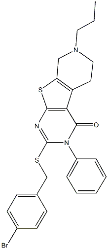 2-[(4-bromobenzyl)sulfanyl]-3-phenyl-7-propyl-5,6,7,8-tetrahydropyrido[4',3':4,5]thieno[2,3-d]pyrimidin-4(3H)-one 结构式