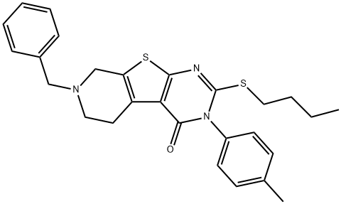 7-benzyl-2-(butylsulfanyl)-3-(4-methylphenyl)-5,6,7,8-tetrahydropyrido[4',3':4,5]thieno[2,3-d]pyrimidin-4(3H)-one 结构式