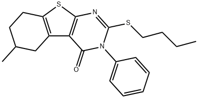 2-(butylsulfanyl)-6-methyl-3-phenyl-5,6,7,8-tetrahydro[1]benzothieno[2,3-d]pyrimidin-4(3H)-one 结构式