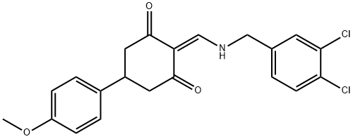 2-{[(3,4-dichlorobenzyl)amino]methylene}-5-(4-methoxyphenyl)cyclohexane-1,3-dione 结构式