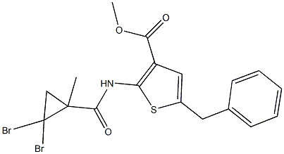 methyl 5-benzyl-2-{[(2,2-dibromo-1-methylcyclopropyl)carbonyl]amino}-3-thiophenecarboxylate 结构式