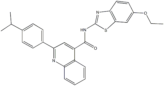 N-(6-ethoxy-1,3-benzothiazol-2-yl)-2-(4-isopropylphenyl)quinoline-4-carboxamide 结构式