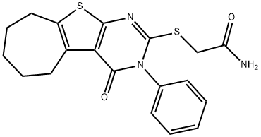 2-[(4-oxo-3-phenyl-3,5,6,7,8,9-hexahydro-4H-cyclohepta[4,5]thieno[2,3-d]pyrimidin-2-yl)sulfanyl]acetamide 结构式