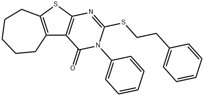 3-phenyl-2-[(2-phenylethyl)sulfanyl]-3,5,6,7,8,9-hexahydro-4H-cyclohepta[4,5]thieno[2,3-d]pyrimidin-4-one 结构式