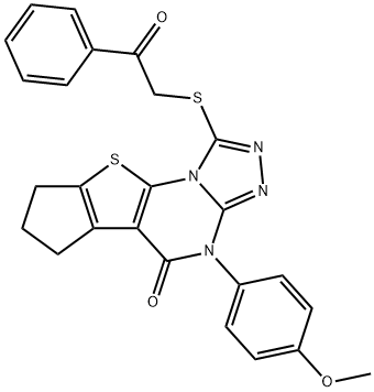 4-(4-methoxyphenyl)-1-[(2-oxo-2-phenylethyl)sulfanyl]-7,8-dihydro-6H-cyclopenta[4,5]thieno[3,2-e][1,2,4]triazolo[4,3-a]pyrimidin-5(4H)-one 结构式