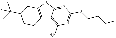 7-tert-butyl-2-(butylsulfanyl)-5,6,7,8-tetrahydro[1]benzothieno[2,3-d]pyrimidin-4-amine 结构式