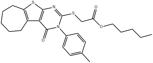 pentyl {[3-(4-methylphenyl)-4-oxo-3,5,6,7,8,9-hexahydro-4H-cyclohepta[4,5]thieno[2,3-d]pyrimidin-2-yl]sulfanyl}acetate 结构式