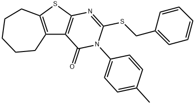 2-(benzylsulfanyl)-3-(4-methylphenyl)-3,5,6,7,8,9-hexahydro-4H-cyclohepta[4,5]thieno[2,3-d]pyrimidin-4-one 结构式