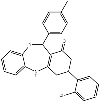 3-(2-chlorophenyl)-11-(4-methylphenyl)-2,3,4,5,10,11-hexahydro-1H-dibenzo[b,e][1,4]diazepin-1-one 结构式