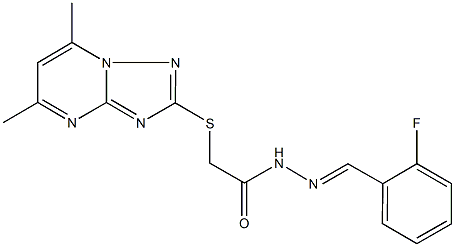 2-[(5,7-dimethyl[1,2,4]triazolo[1,5-a]pyrimidin-2-yl)sulfanyl]-N'-(2-fluorobenzylidene)acetohydrazide 结构式