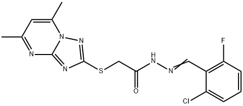 N'-(2-chloro-6-fluorobenzylidene)-2-[(5,7-dimethyl[1,2,4]triazolo[1,5-a]pyrimidin-2-yl)sulfanyl]acetohydrazide 结构式