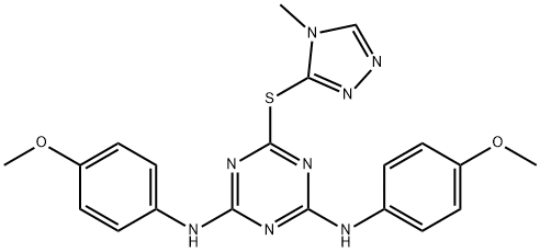 N~2~,N~4~-bis(4-methoxyphenyl)-6-[(4-methyl-4H-1,2,4-triazol-3-yl)sulfanyl]-1,3,5-triazine-2,4-diamine 结构式