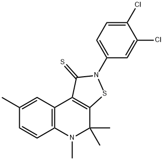 2-(3,4-dichlorophenyl)-4,4,5,8-tetramethyl-4,5-dihydroisothiazolo[5,4-c]quinoline-1(2H)-thione 结构式